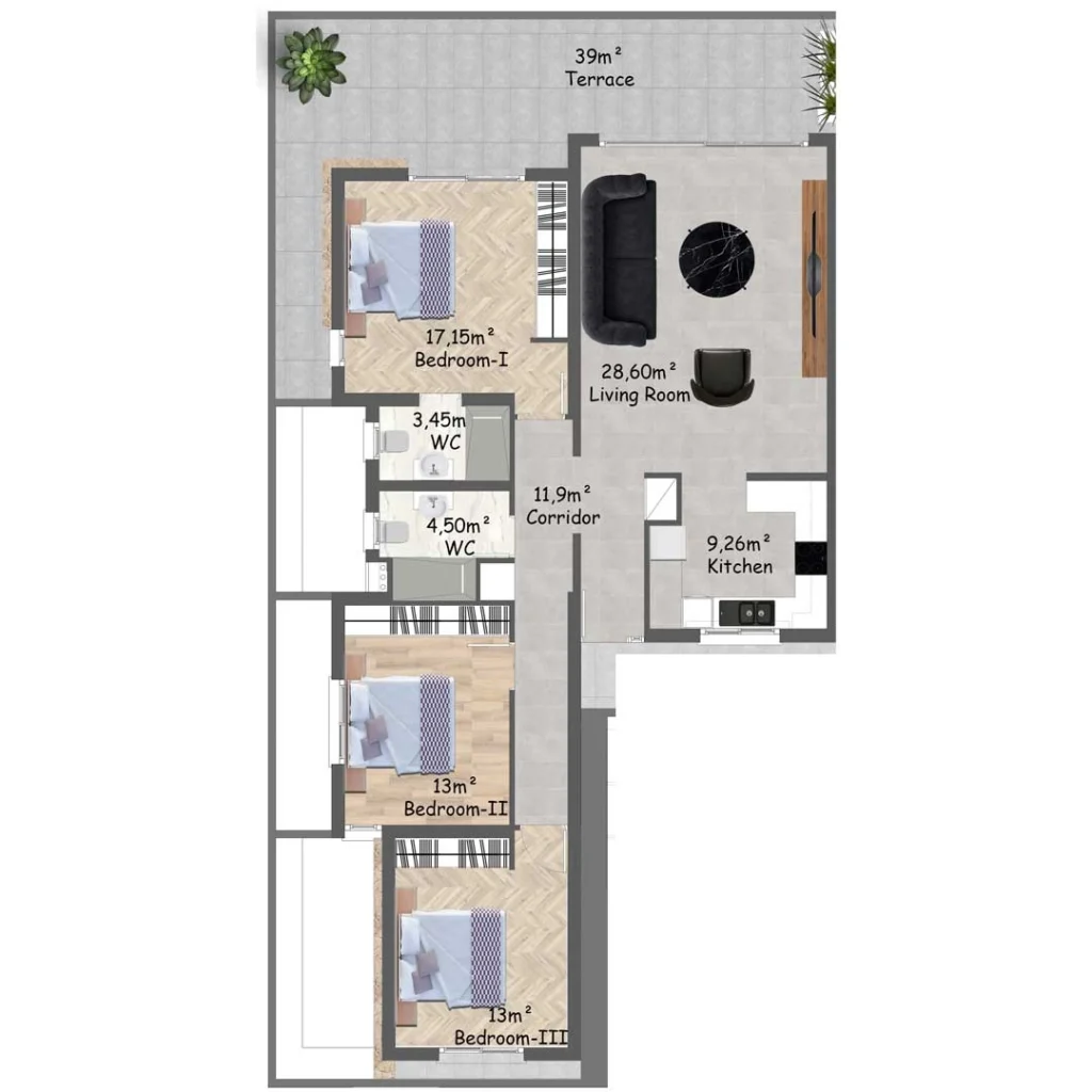 Apartamenty 3 BR