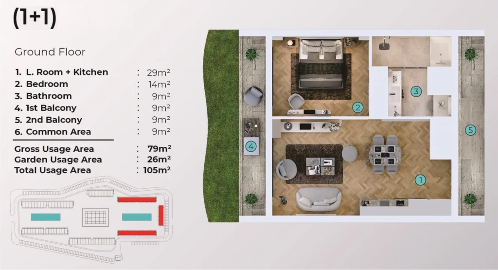 1 BR daireler