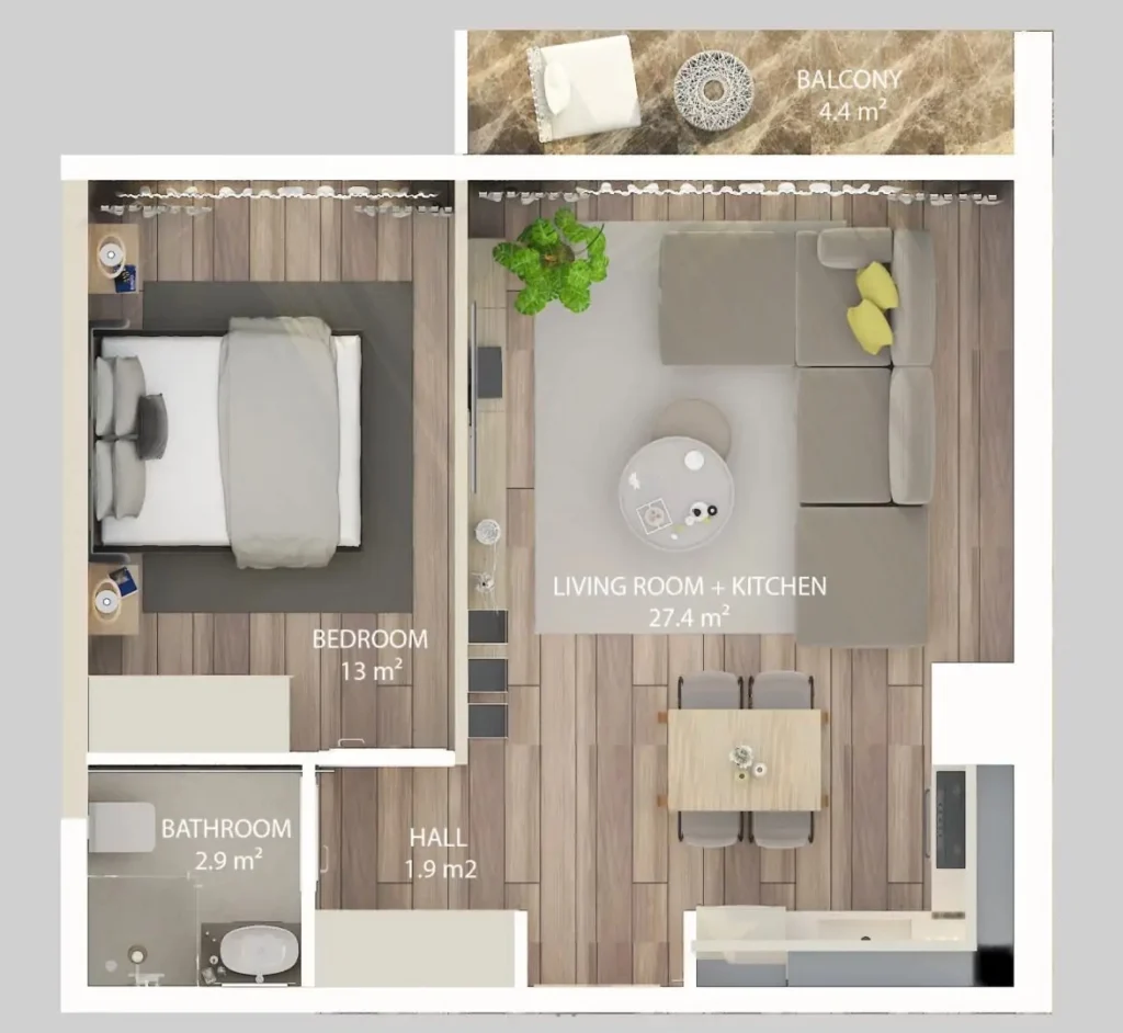 1 BR apartments